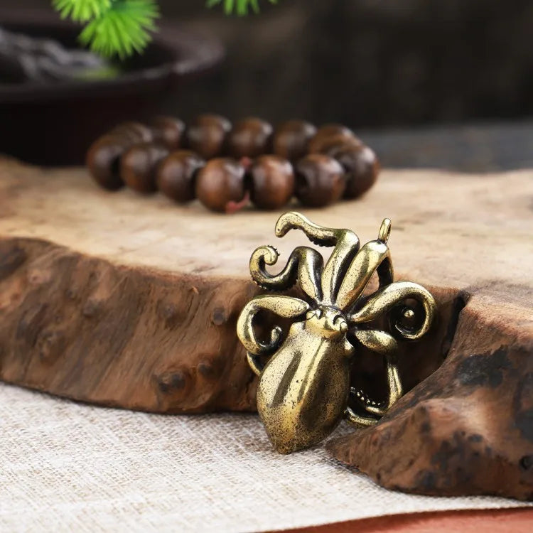 v2 New Antique Octopus Home Decoration Brass Copper Animal