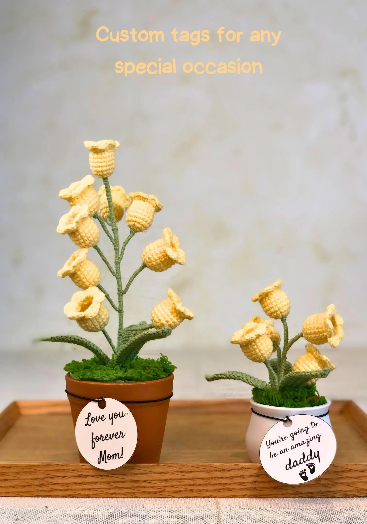 Crochet Lily of the Valley Night Light,Handmade Knitted Flower Lamp,Potted Plant, Tiny Home Decor, Birthday Gift for Her, Mom Gift