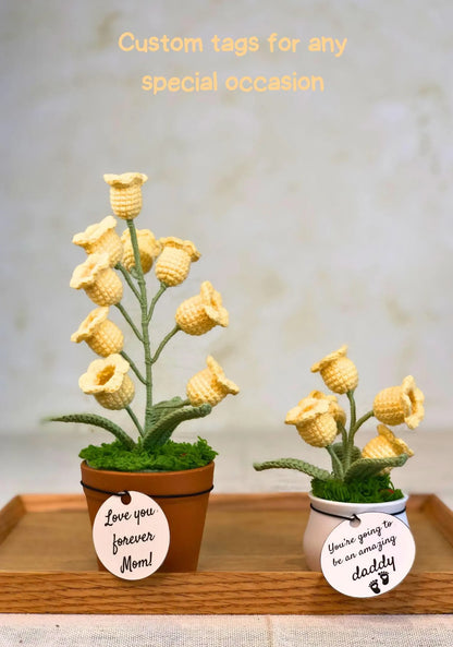 Crochet Lily of the Valley Night Light,Handmade Knitted Flower Lamp,Potted Plant, Tiny Home Decor, Birthday Gift for Her, Mom Gift