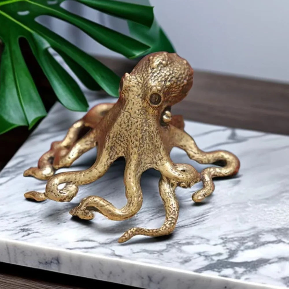 v2 New Antique Octopus Home Decoration Brass Copper Animal