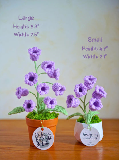 Crochet Lily of the Valley Night Light,Handmade Knitted Flower Lamp,Potted Plant, Tiny Home Decor, Birthday Gift for Her, Mom Gift