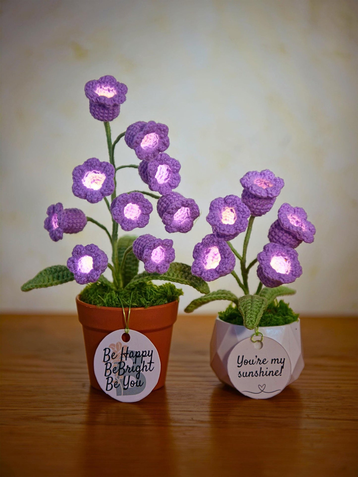 Crochet Lily of the Valley Night Light,Handmade Knitted Flower Lamp,Potted Plant, Tiny Home Decor, Birthday Gift for Her, Mom Gift